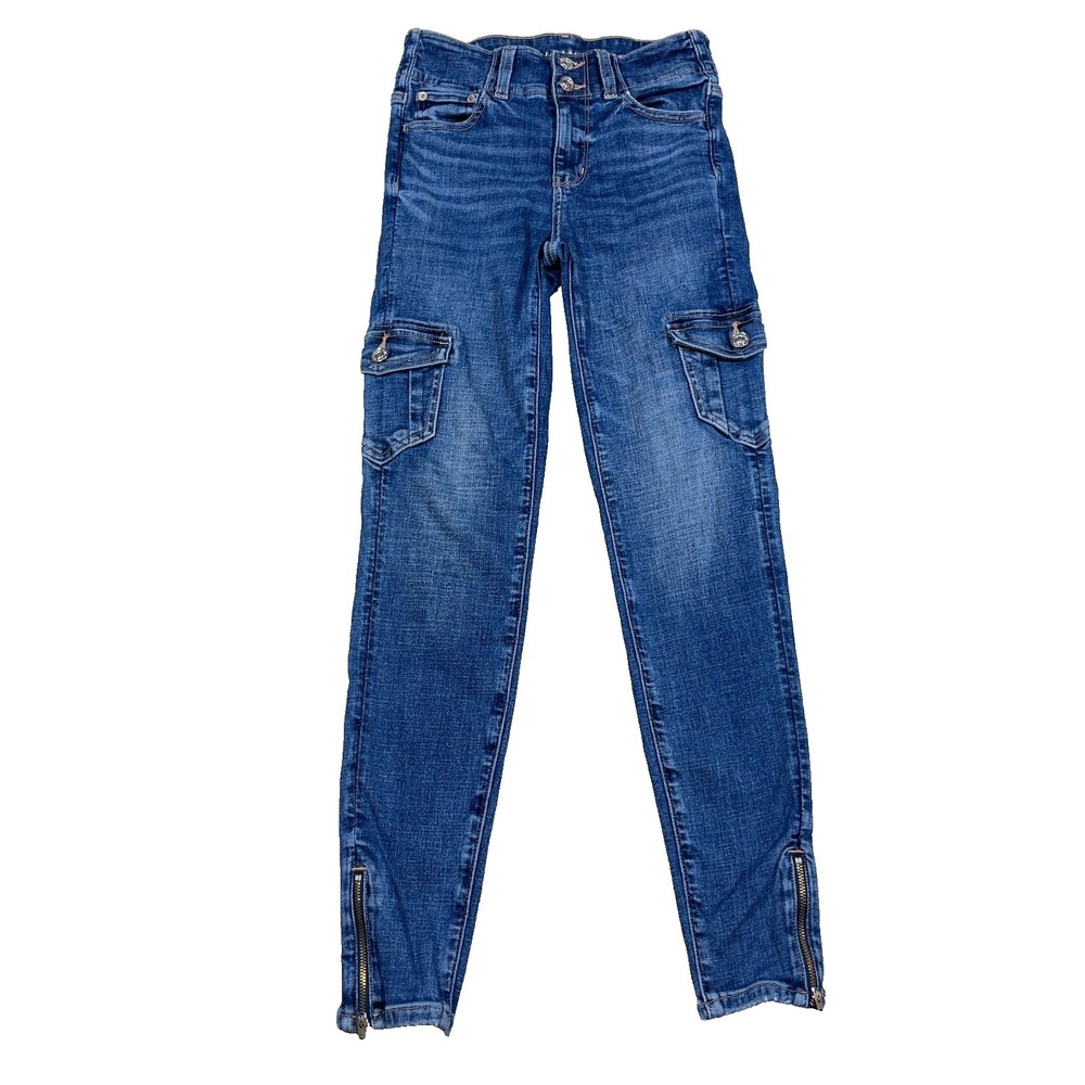 American Eagle Jeans Women 00 High Hi Rise Jegging Cargo Pocket Zipper Ankle